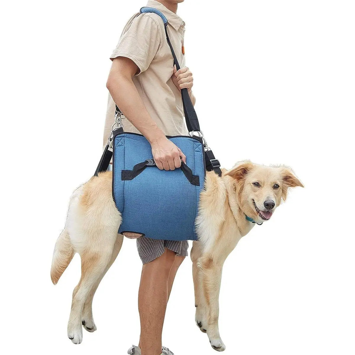 Dog Carry Sling, Emergency Backpack Pet Legs Support & Rehabilitation Dog Lift Harness for Nail Trimming, Dog Carrier for Senior Dogs Joint Injuries, Arthritis, Up and Down Stairs(L, Blue) Wholesale Hub