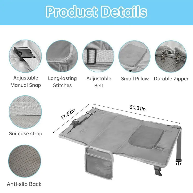 Toddler Airplane Travel Bed, Airplane Seat Extender for Kids, Plane Must Have for Toddlers, Baby Travel Essentials for Flying, Portable Travel Bag Foot Rest for Flights(Grey) Wholesale Hub