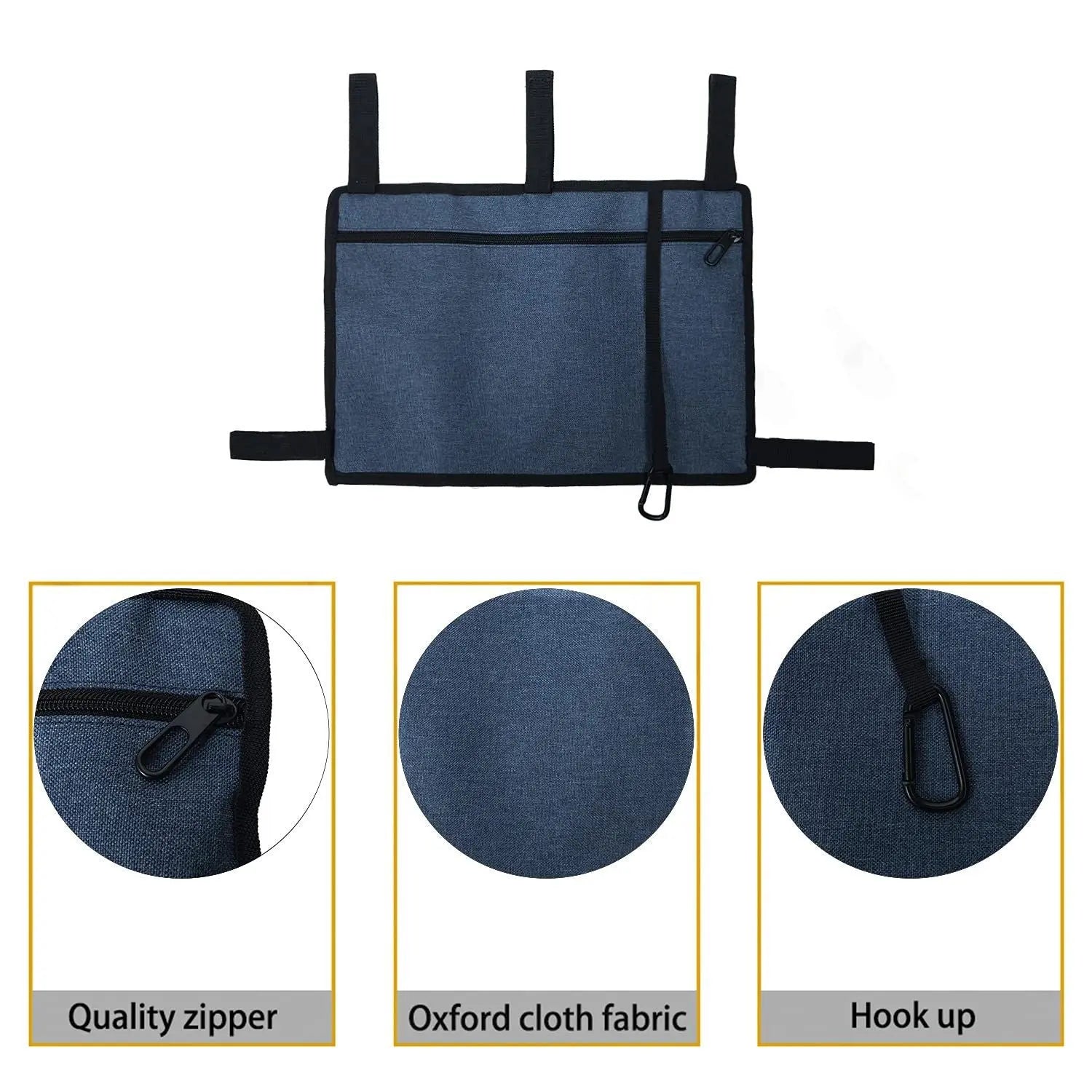 Bag Basket with Cup Holder Suit for Adult Folding Walkers Rollator Organizer Carry Storage Pouch Water-Resistant Armrest Accessories for Seniors, Elderly, Handicap, Blue Wholesale Hub