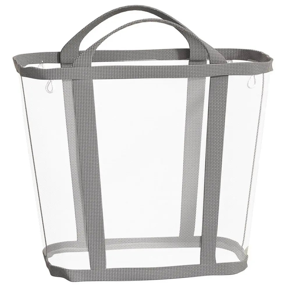 Mesh Bag with Handles, Collapsible Laundry Basket, Foldable Laundry Bag, Breathable Folding Beach Bag,Space-saving Travel Tote Bags (1, Grey) Wholesale Hub