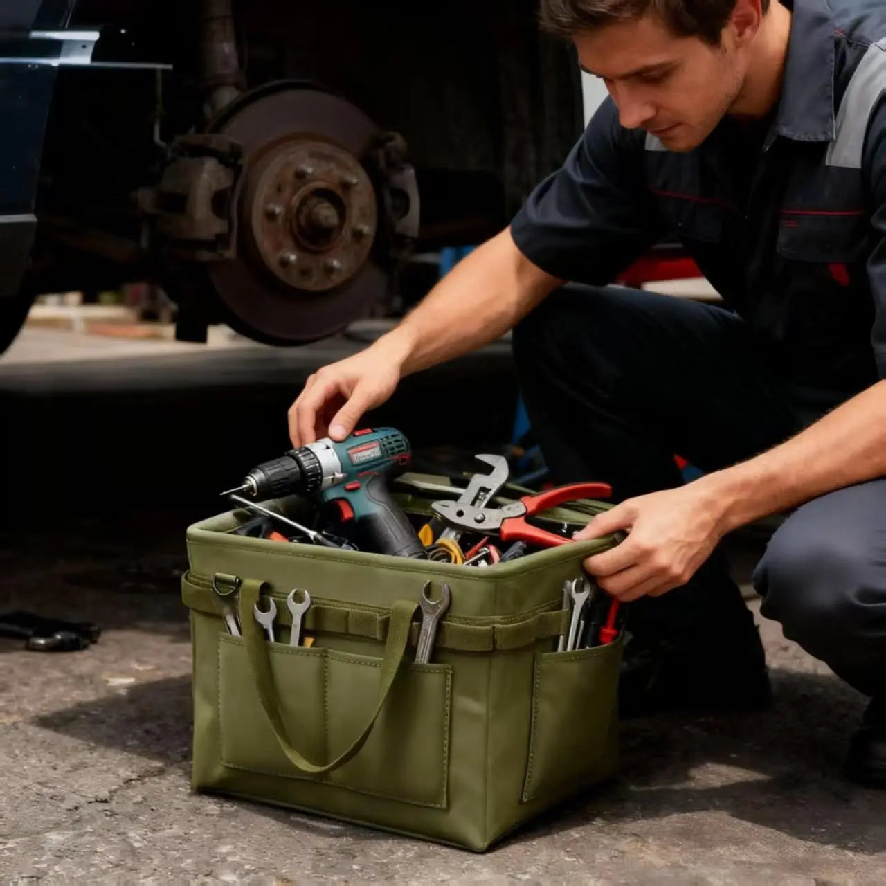 Car trunk storage, multifunctional storage toolbox, heavy-duty tool storage bag, multi pocket foldable storage, portable and portable Wholesale Hub