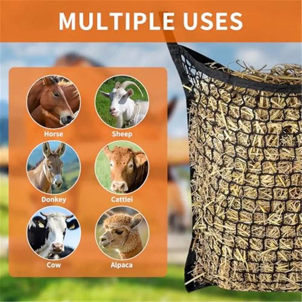 2 PCS Slow Feed Hay Net，31.5" x 35.4"Large Capacity Horse Feed Bag,Horses Hay Bags Easy to Hang for Horse Feeder Full Day Feeding Horses Goat Stall Trailer-Black Wholesale Hub