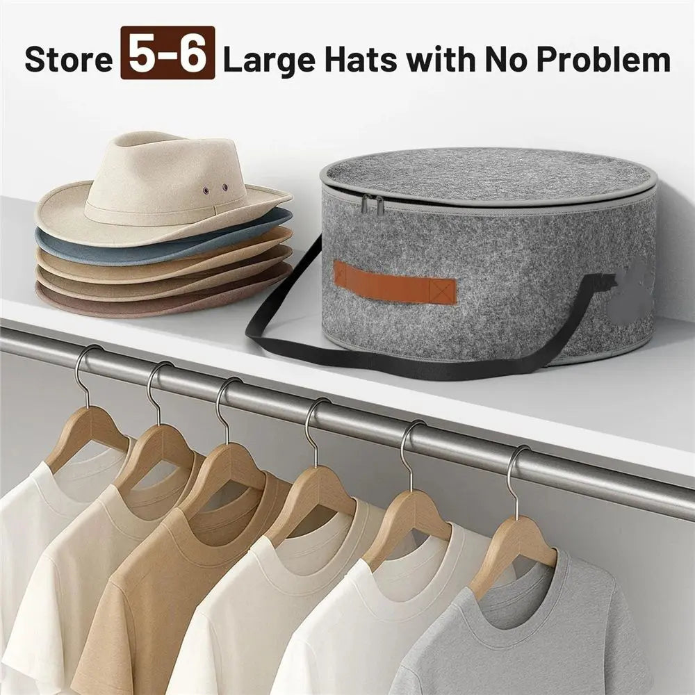 Chunful Hat Box Storage for Women Large Storage Bag for Wide Brim Sun, Cowboy and Foldable Space Saving Travel Hat Organizer Bag with Lid(Gray,oniy bag) Wholesale Hub