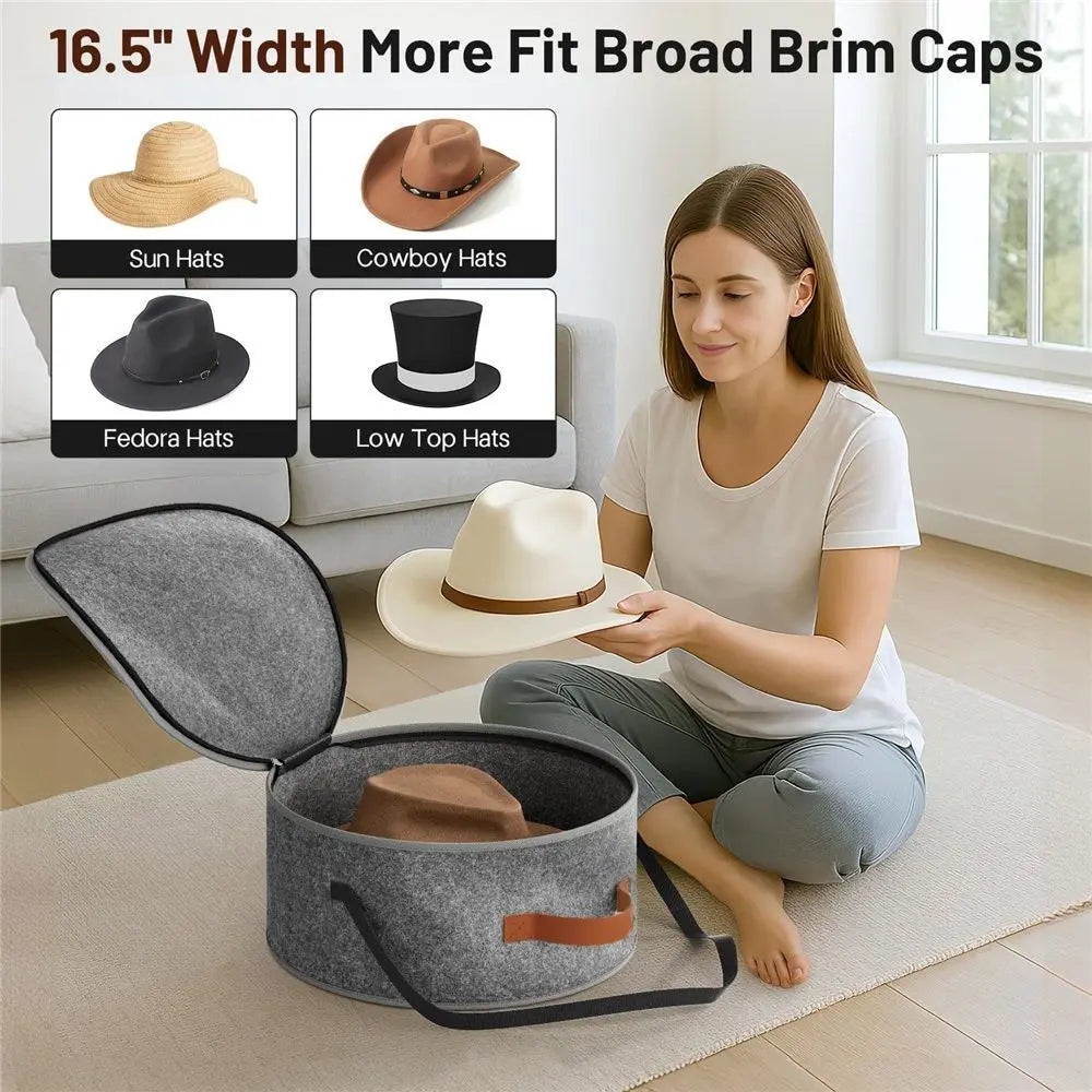 Chunful Hat Box Storage for Women Large Storage Bag for Wide Brim Sun, Cowboy and Foldable Space Saving Travel Hat Organizer Bag with Lid(Gray,oniy bag) Wholesale Hub