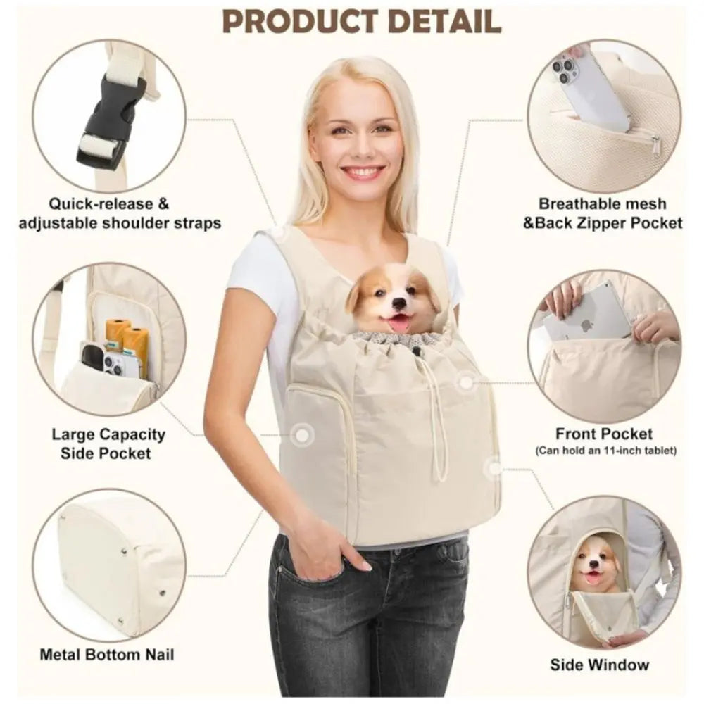 Dog Front Carrier Backpack, Adjustable Pet Dog Carrier Backpack Ventilated Mesh Dog Travel Backpack with Zippered Side Windows for Hiking Traveling for Small Medium Cats Dogs Wholesale Hub