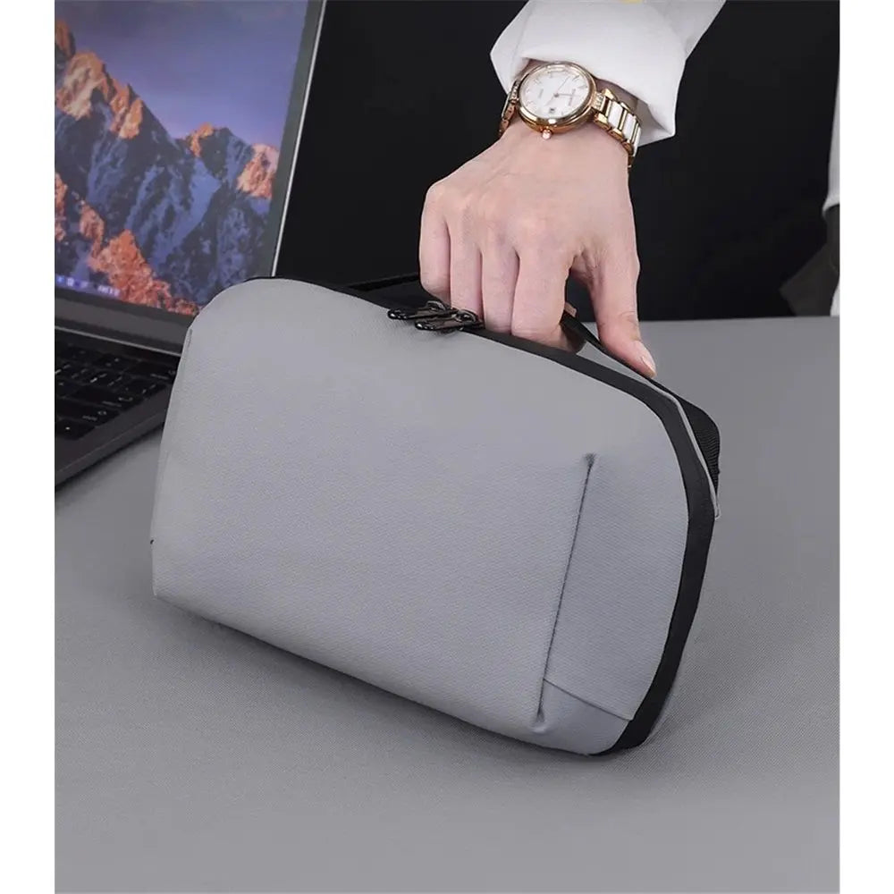 180 ° large opening high- Large Storage Electronics Organizer - Water Resistant, Travel Accessories Sling Bag Makeup Bag, Organizer for Cable Cord Charger - high-end gray thick Wholesale Hub