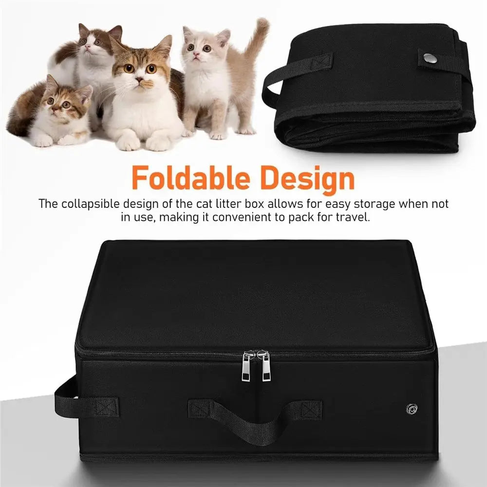 Portable Cat Travel Litter Box, Collapsible Cat Litter Carrier Tray, Waterproof Litter Box for Outdoor Fit Medium Cats and Kitties, Leak-Proof, Sturdy, Lightweight-Black Wholesale Hub