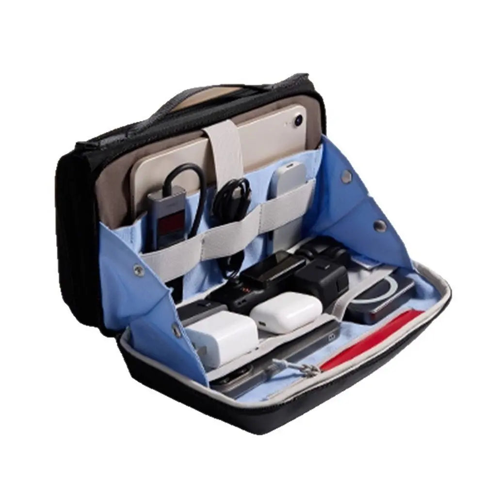 Carrying Bag Pouch Travel Large Soft Case Multilayer Storage Accessories ,4 fold small tool storage bag, portable power bank, suitable for commuting travel (Black,oniy bag) Wholesale Hub