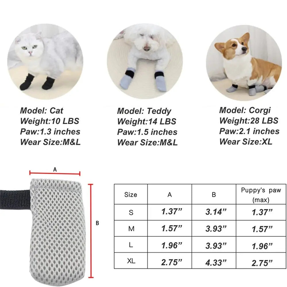 Anti-Scratch Cat Boot Covers - Paw Protectors (Mesh, Non-Slip, Breathable) - 4 Pairs (M, gray) - Suitable for Family Pet, Cat Bathing & Nail Cutting Wholesale Hub