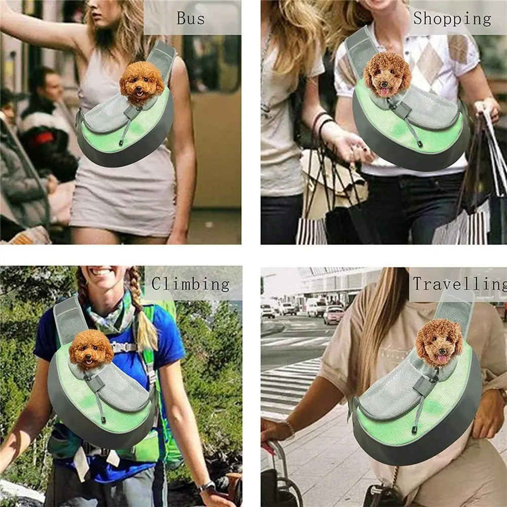 Pet Sling Carrier - Small Dog Puppy Cat Carrying Bag Purse Pouch - Hiking Travel Front Chest Body Holder Pack to Wear (Green,trumpet) Wholesale Hub
