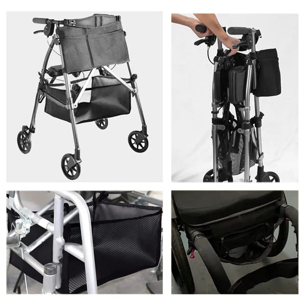 Wheelchair Bag, Rollator Seat Bag, Wheelchair Storage Bag, Side Storage Organizer, Lightweight and Heavy Duty Travel Tote, Under Seat Large Capacity Reusable Backpack Bag  2pcs Wholesale Hub