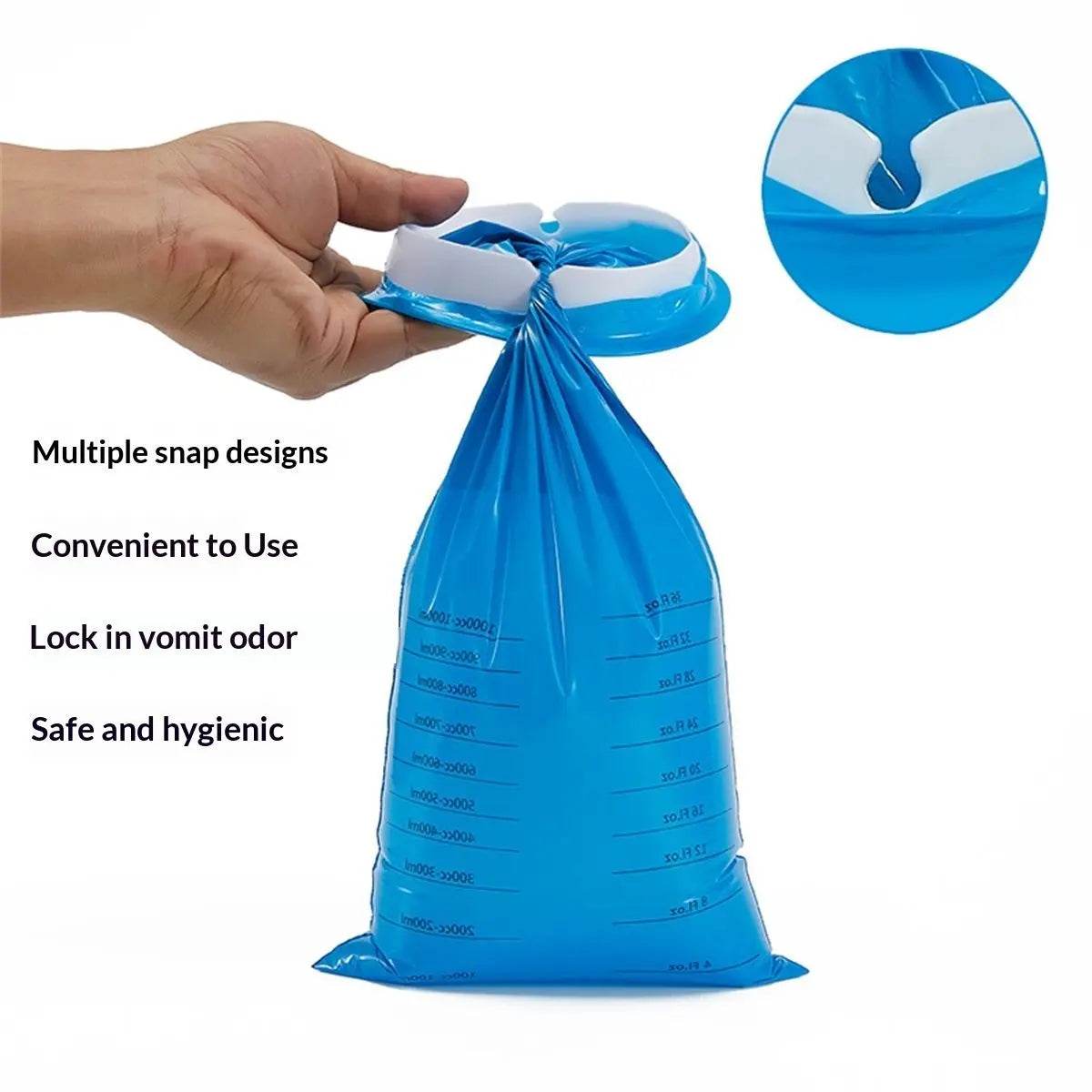 60 Pack Barf Bags Disposable, Portable  Bags, 1000ml High Density Blue, Leak Resistant Perfect for Morning Sickness, Kids, Adults, Pregnant Women, Taxis Drivers, Car Motion Sickness Wholesale Hub