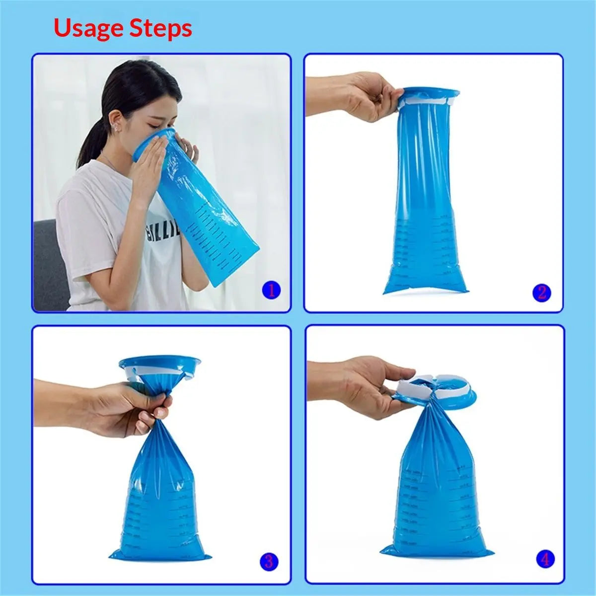 60 Pack Barf Bags Disposable, Portable  Bags, 1000ml High Density Blue, Leak Resistant Perfect for Morning Sickness, Kids, Adults, Pregnant Women, Taxis Drivers, Car Motion Sickness Wholesale Hub