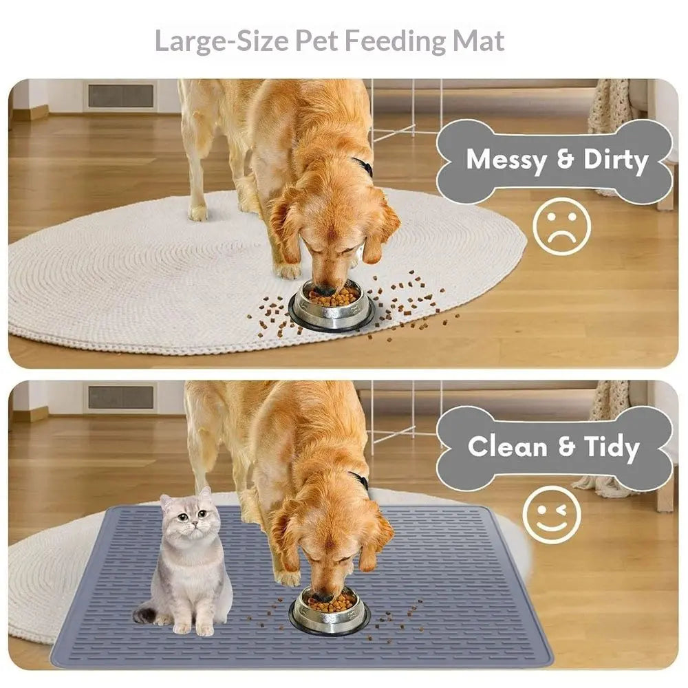Rubber Large Cat Litter Mat - Kitty Litter Box mat - Silicone Litter Trapping Catcher Mat - Cat Supplies & Accessories for Indoor Cats (28" x 19.7") - Grey Wholesale Hub