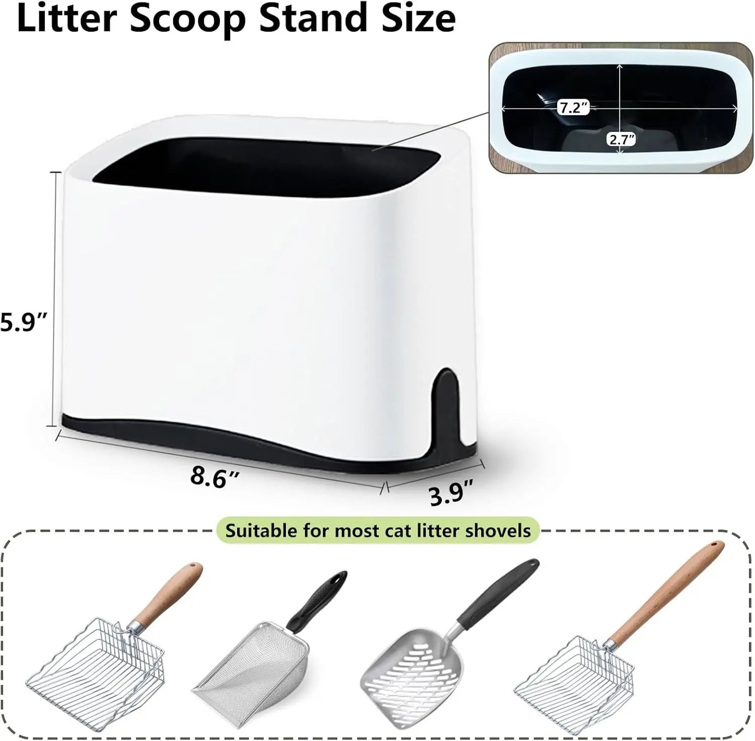 Cat Litter Scoop Holder, Universal Scooper Storage for Any  Shovel, Durable Removable Scoop Stand , Suitable for Most Metal and Plastic Litter Scooper, White Wholesale Hub