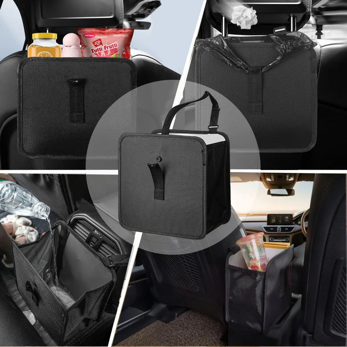2pcs Foldable Car Trash Can, Hanging Waterproof Leakproof Trash Can Storage Bag for Car with Large Capacity, Car Interior Accessories Wholesale Hub