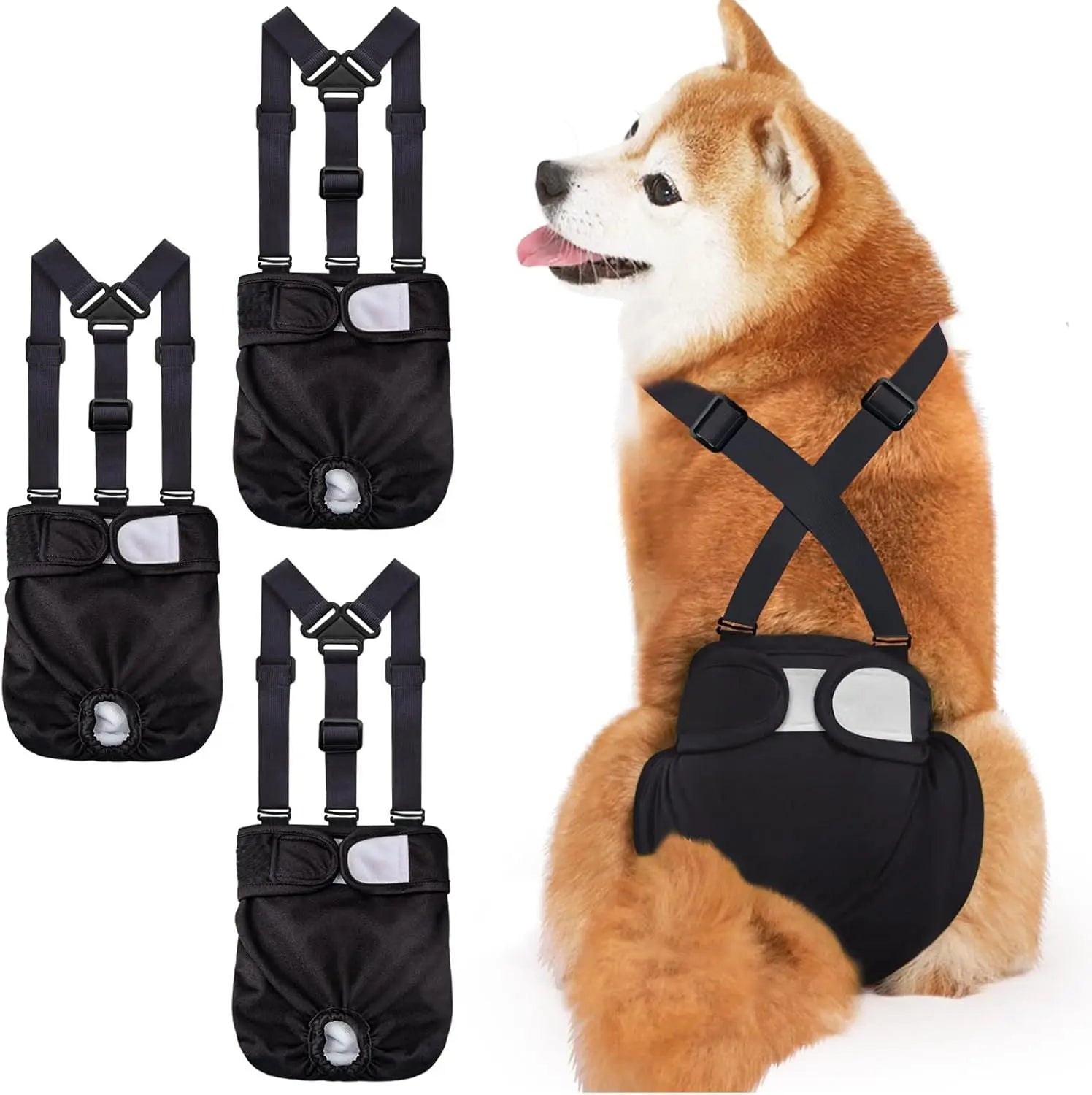 3 Pack Avont Washable Female Dog Diaper with Suspender, Reusable Girl Doggie Diapers for Small Medium Large Doggy in Heat Cycle Period Incontinence -S Wholesale Hub