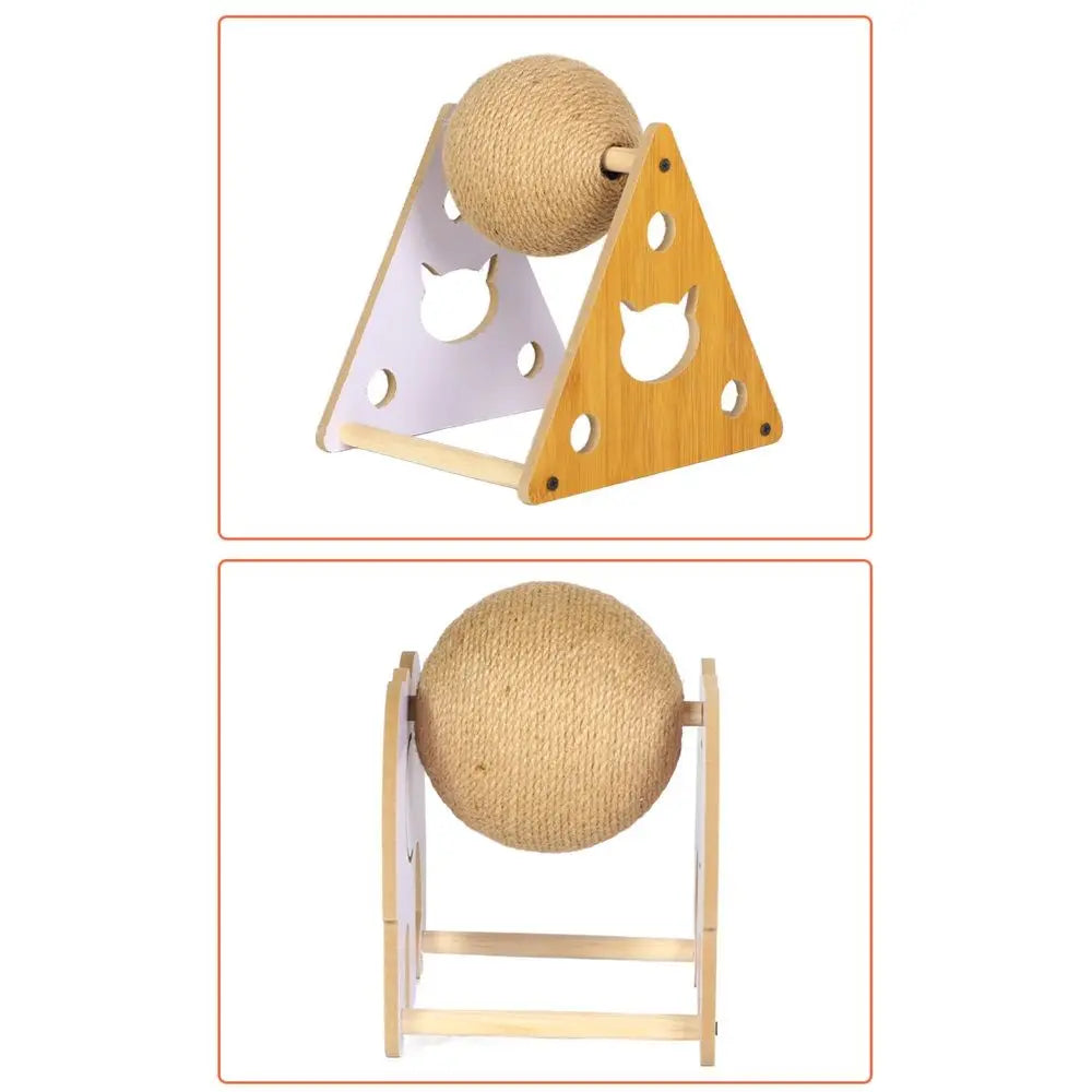 Cat Scratcher Toy,Natural Sisal Rope Cat Scratching Ball Scratcher Toy with Ball for Cats& Kittens&Dogs&Puppy, Interactive Solid Wood Scratcher Pet Toy (large size) Wholesale Hub
