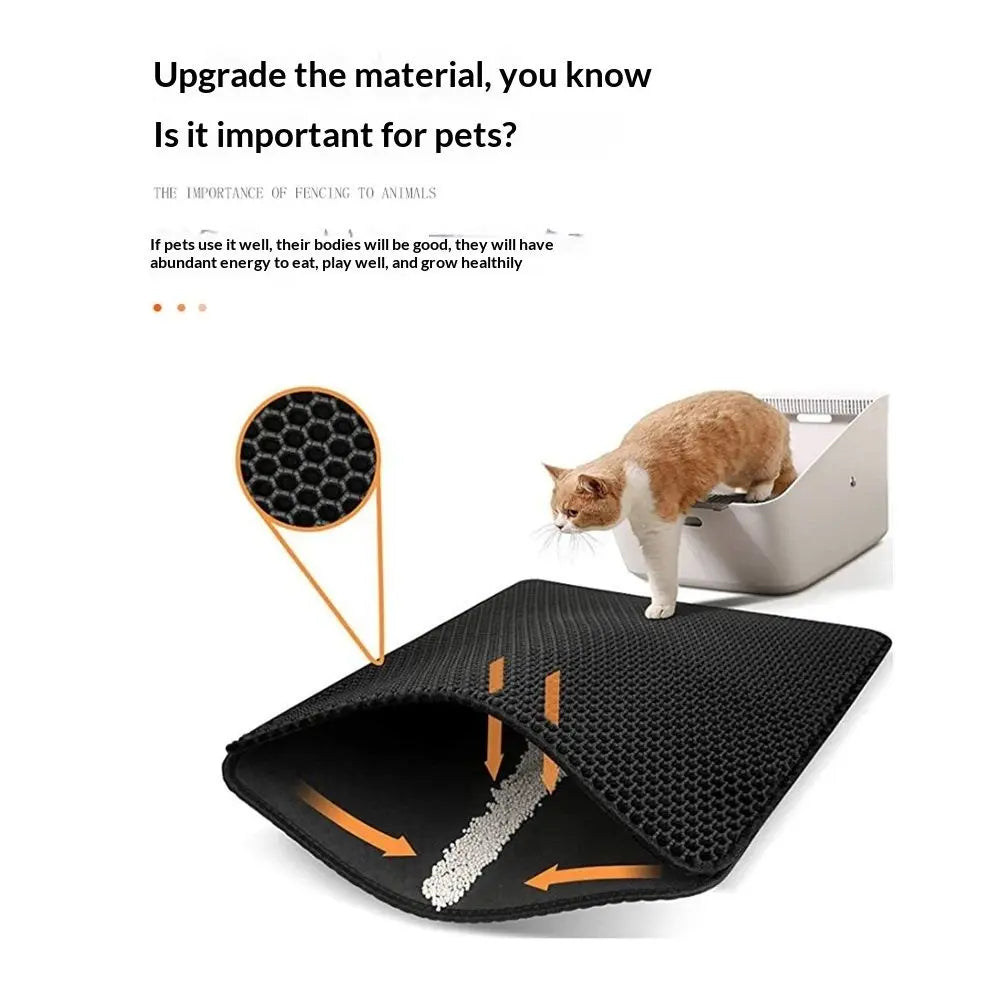 Cat Litter Mat,Double Layer Honeycomb Cat Litter Trapping Mat, Non Slip Waterproof Urine Proof Cat Litter Box Mat for Floor, Kitty Litter Rug, Cat Supplies, Black 30*30cm Wholesale Hub