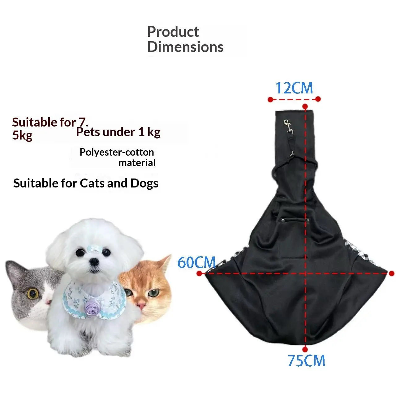Adjustable Dog Carrier Sling - Hand-Free Dog Carriers for Small Dogs and Cats, Puppy Sling Carrier with Zipper Purse Pocket, Travel Safety Harness, Puppy Essentials (Gray) Wholesale Hub