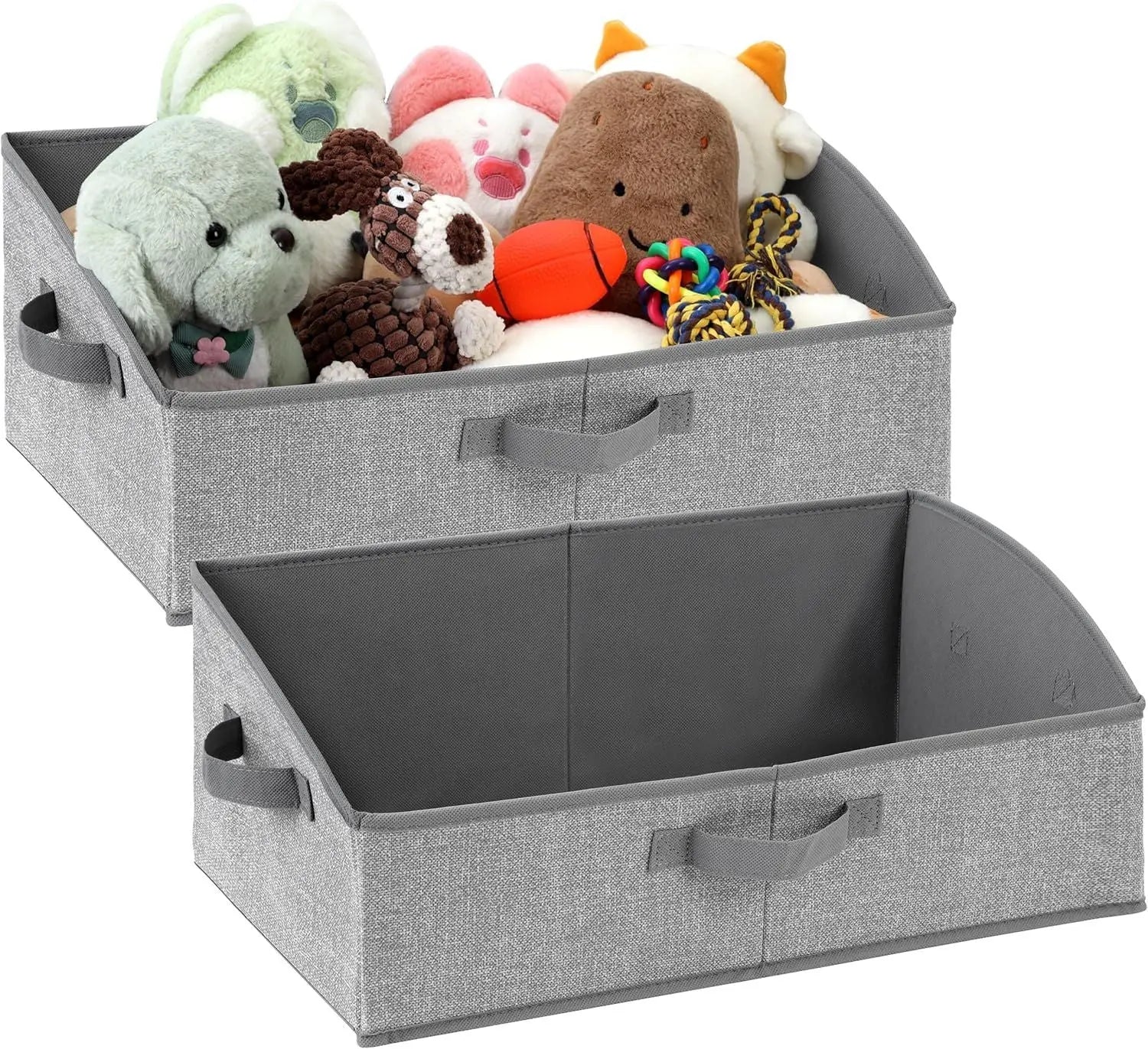 2 Pack Dog Toy Basket, Collapsible Cat Dog Toy Bin with Handles, Fabric Trapezoid Dog Toy Box Storage for Pet Dogs Toys,Blankets,Clothes and Accessories (Gray) Wholesale Hub