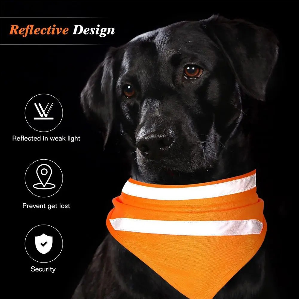 2pcs Pet reflective triangular scarf, pet snack storage mesh bag, scarf reflective cat and dog drool towel（orange M） Wholesale Hub