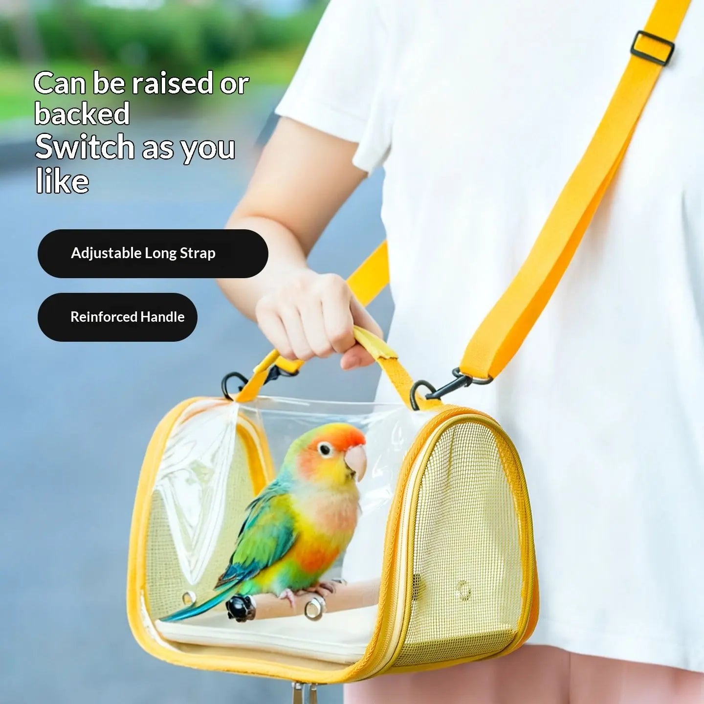 Bird Carrier,Bird Cage Parakeet Parrot Budgie Carrier Backpack for Small Birds, Travel Bird Cages with Perch, Transparent Ventilation Cockatiels, Lightweight Pet Carrier for Outdoor Use(Yellow) Wholesale Hub