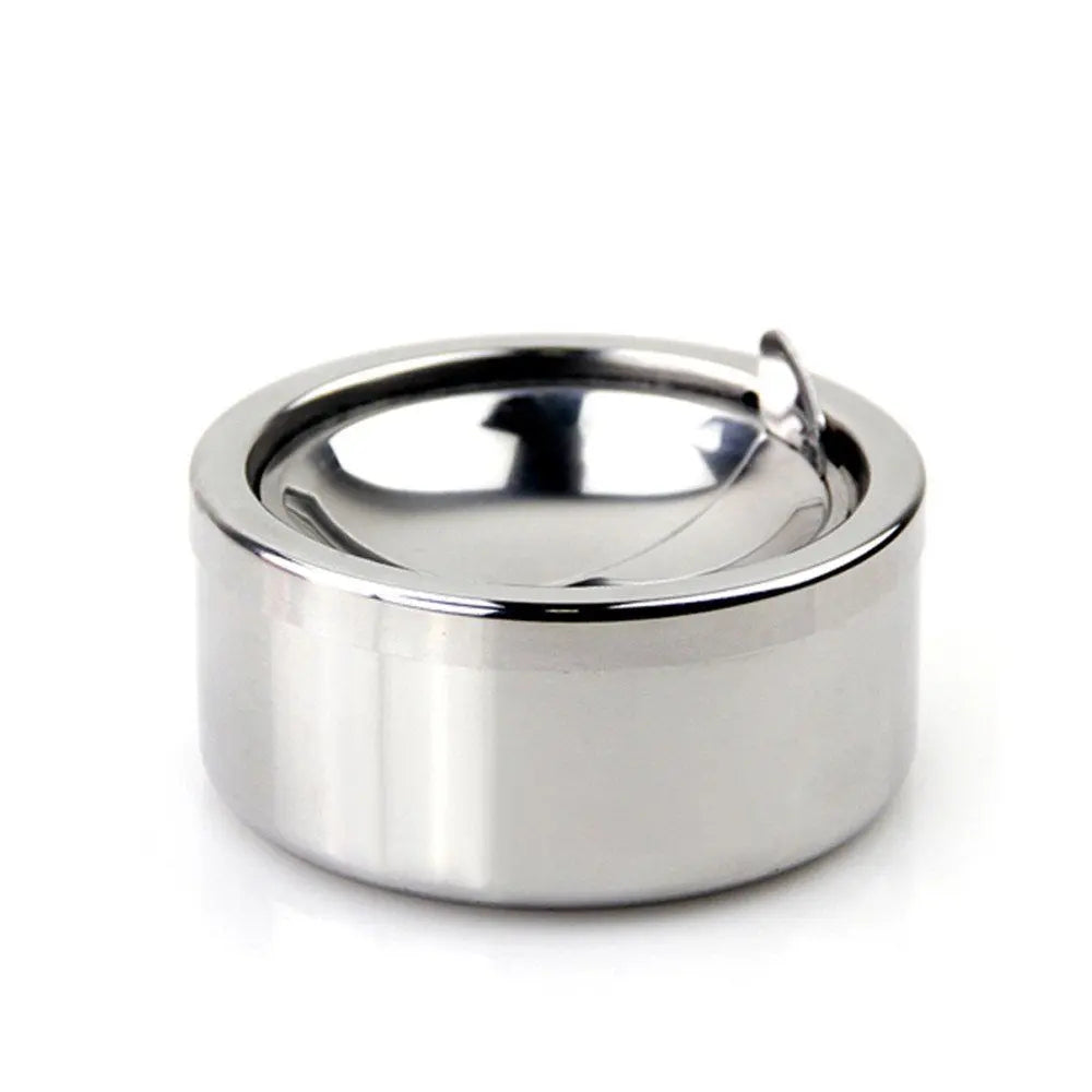 2pcs Silver Metal Ashtray with a Lid for Cigarettes - Windproof Outdoor Ashtrays Can Patio Outdoor Indoor Decorative Fancy Ash Tray Wholesale Hub