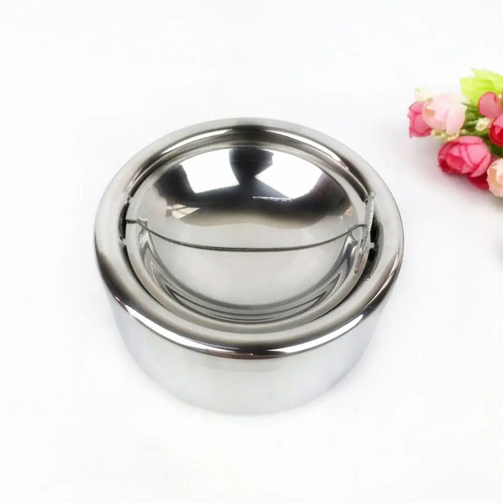 2pcs Silver Metal Ashtray with a Lid for Cigarettes - Windproof Outdoor Ashtrays Can Patio Outdoor Indoor Decorative Fancy Ash Tray Wholesale Hub