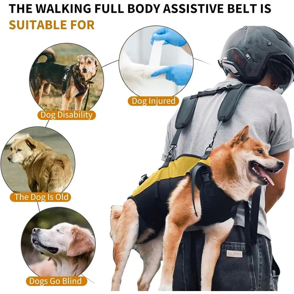 Dog Lift Harness,Adjustable Dog Backpack Carrier for Medium Large Dogs,Full Body Pet Lift Harness,Emergency Pet Backpack for Disabled, Old, Joint Injuries, Loss of Stability Dogs,S (yellow) Wholesale Hub