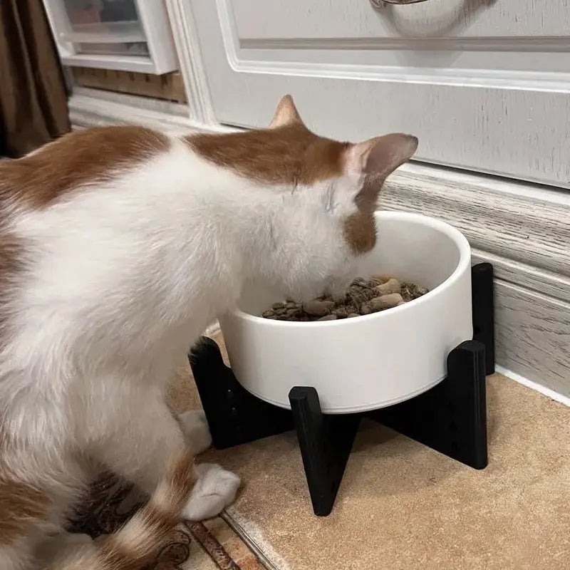 Elevator Pet Bowl, Neck Support Food Bowl, Easy to Clean (Elevator Cat Bowl), Black and White Wholesale Hub
