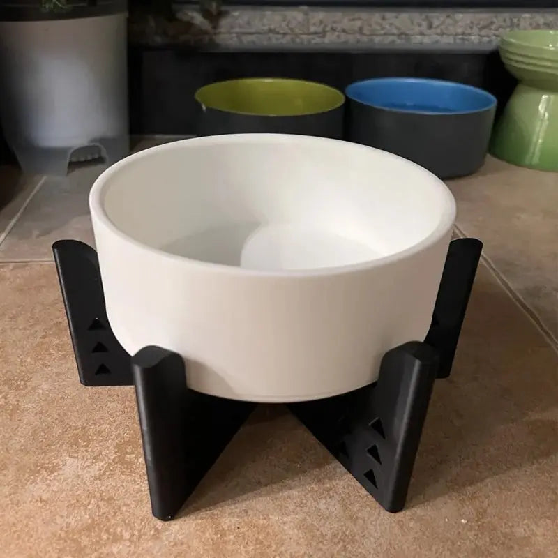 Elevator Pet Bowl, Neck Support Food Bowl, Easy to Clean (Elevator Cat Bowl), Black and White Wholesale Hub