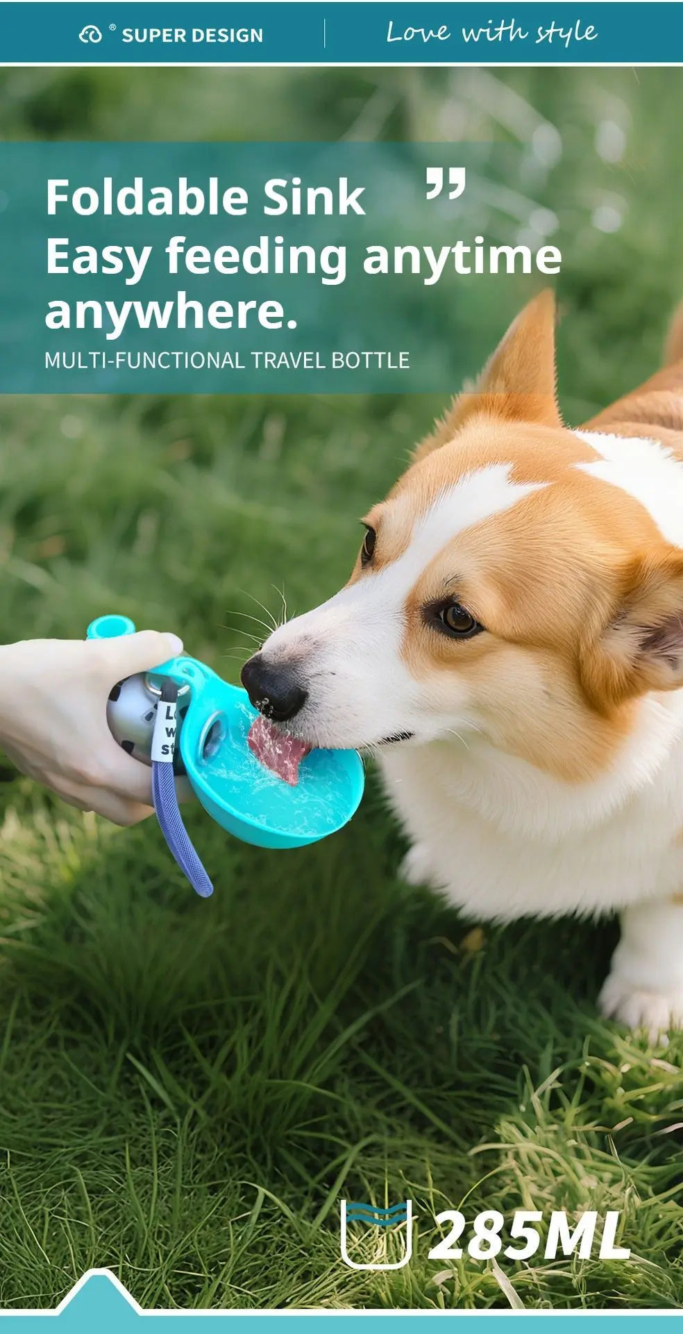 Pink Floral Print Xiaoman Portable Pet Water Bottle Wholesale Hub