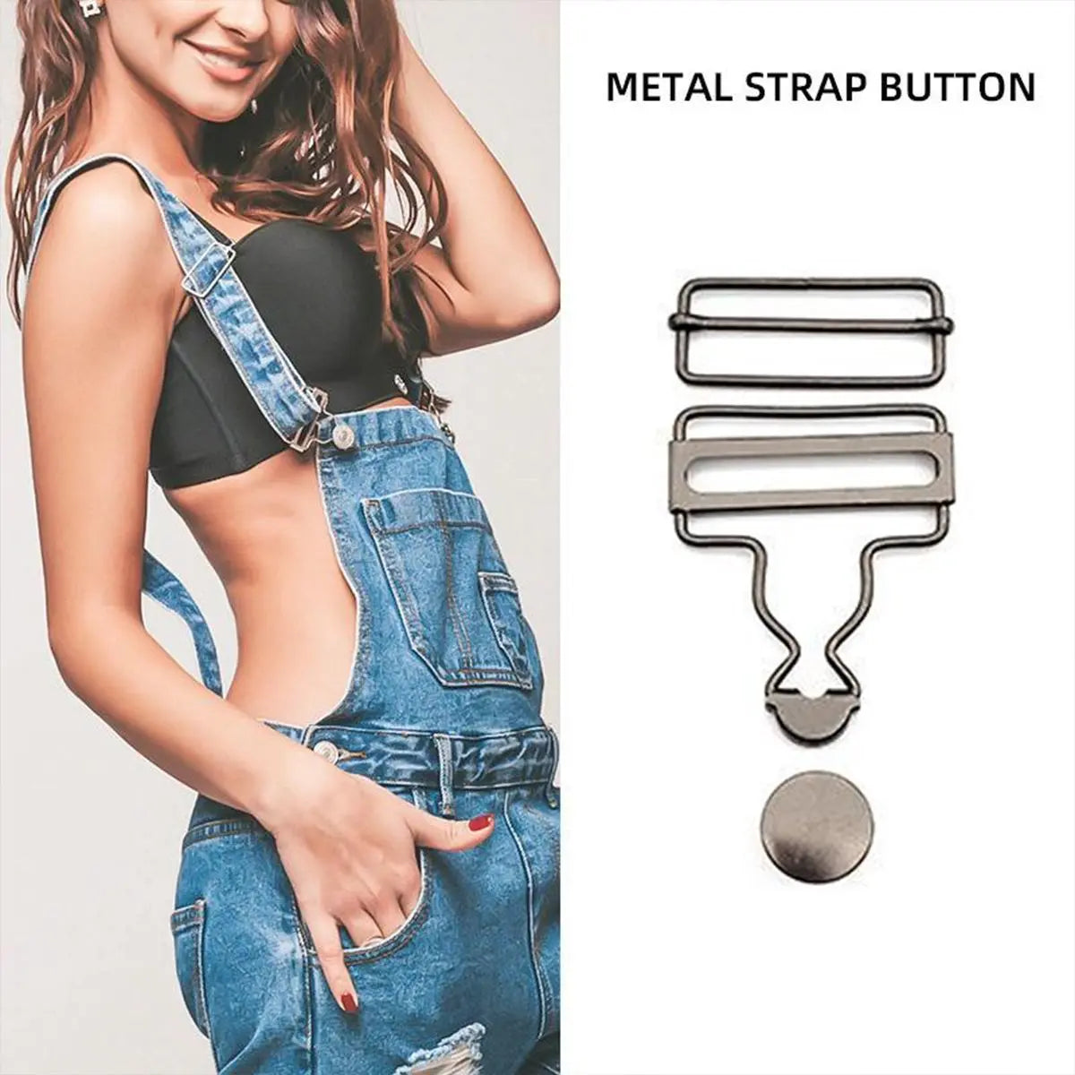 6 Sets Metal Strap Adjuster Overalls Buckles-Gun Grey Wholesale Hub