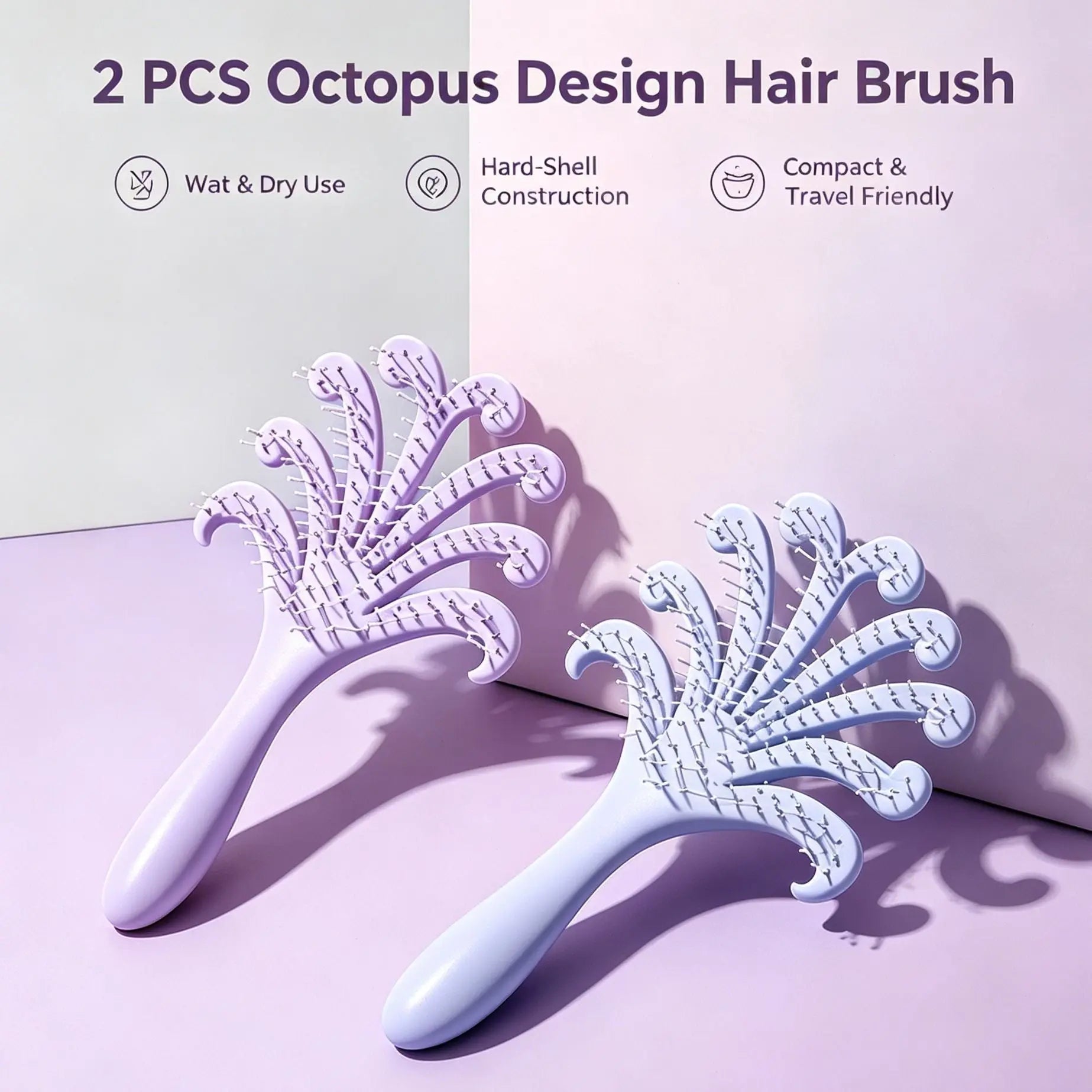 Light Purple & Light Blue Octopus Scalp Brush 2Pcs Wholesale Hub