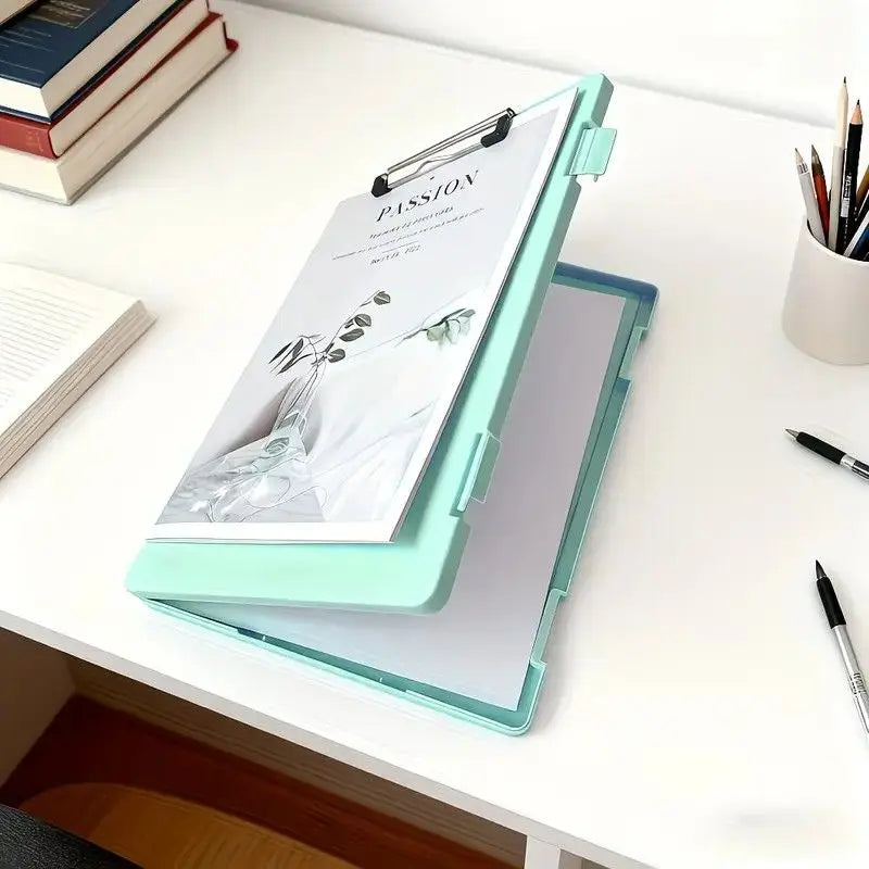 A4 File Box Clip Board 2-in-1, Large Capacity Storage, Strong Metal Clip, Corner Protection Design, Writing Pad, Essential for Organizing Documents/light purple Wholesale Hub