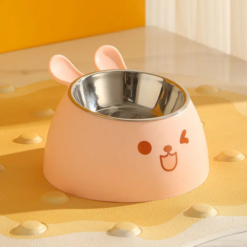 Cat Litter Box - Cat Food Bowl - Non-Slip Design - Pet Food Bowl - Plastic and Stainless Steel Design - Suitable for Cats and Small Dogs - Pink Wholesale Hub