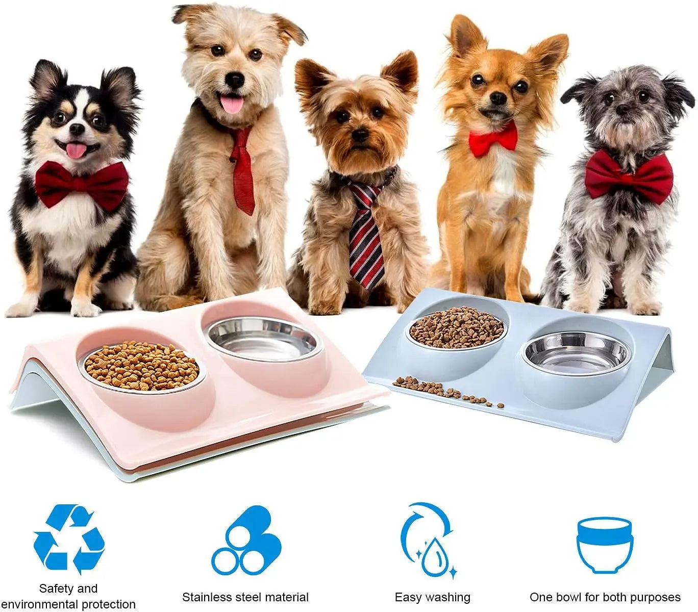 Cat food bowl, double cat food bowl, stainless steel cat bowl, non-slip, cat food bowls, stainless steel cat bowl set, cat food bowl Wholesale Hub