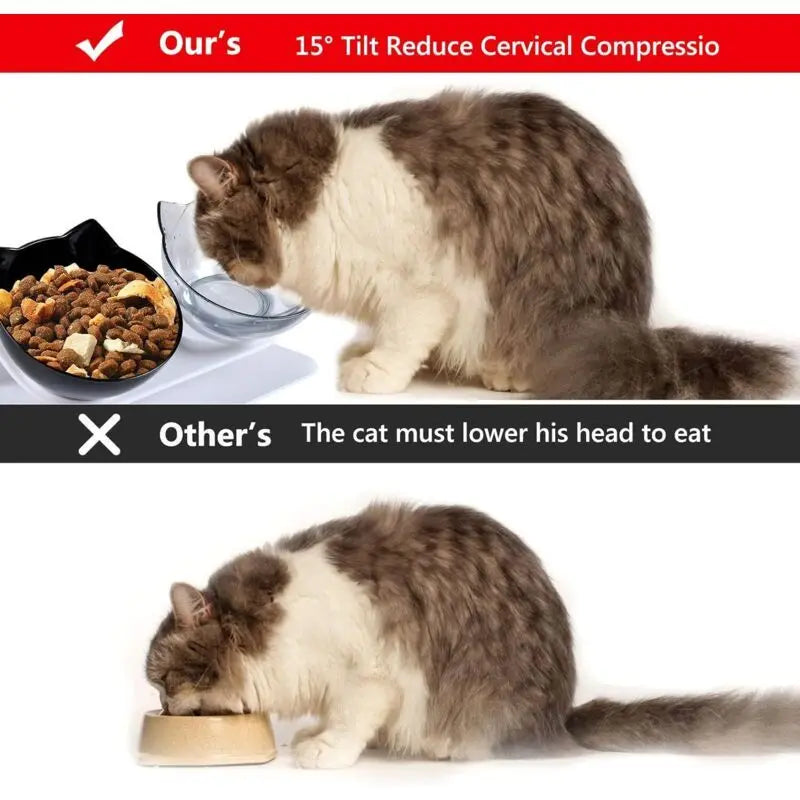 Double Cat Bowl, Cat Bowl, 15 Tilt Double Raised Cat Bowl, Double Bowl Pet Feeder with Raised Stand for Cats and Small Dogs Wholesale Hub