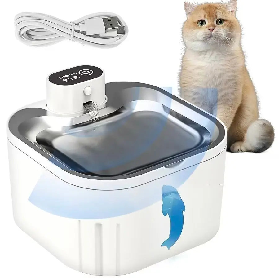U7 Cat Water Fountain Waterer 3L/101oz, Wireless & USB Rechargeable Pet Water Fountain with 304 Stainless Steel Lid, Smart Infrared Motion Sensor Automatic Pet Water Dispenser, Ultra Quiet Pump, Detachable Easy Clean Wholesale Hub