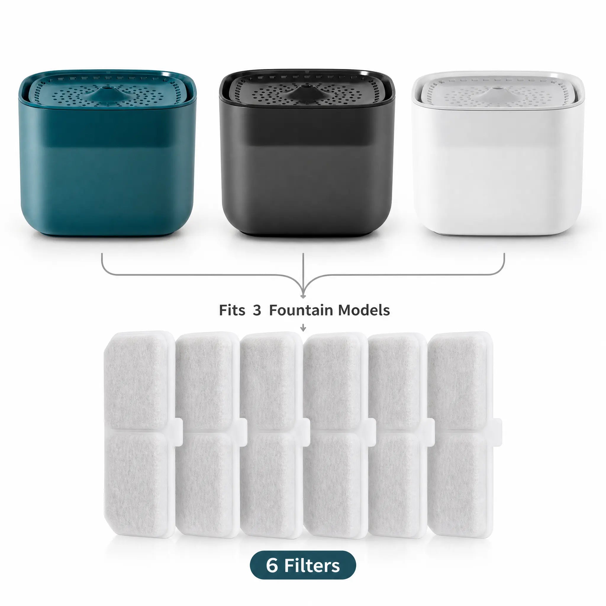 Cat Water Fountain Replacement Filters, 6 Pack Pet Fountain Filters with Activated Carbon and Sponge, Compatible with XC528 3L/101oz Automatic Cat Water Fountains Wholesale Hub