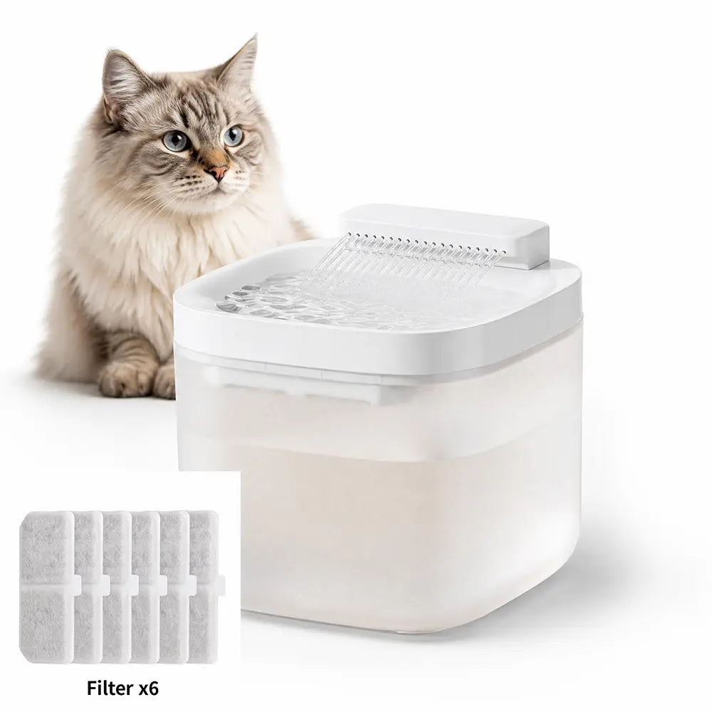 White Cat Water Fountain 3L,6 Filters Included, Wired Pet Water Dispenser for Cats & Small Dogs, Waterfall-Style Quiet Drinking Fountain with Filter, Easy-Clean ABS+PP Bowl, 5V 1A Wholesale Hub