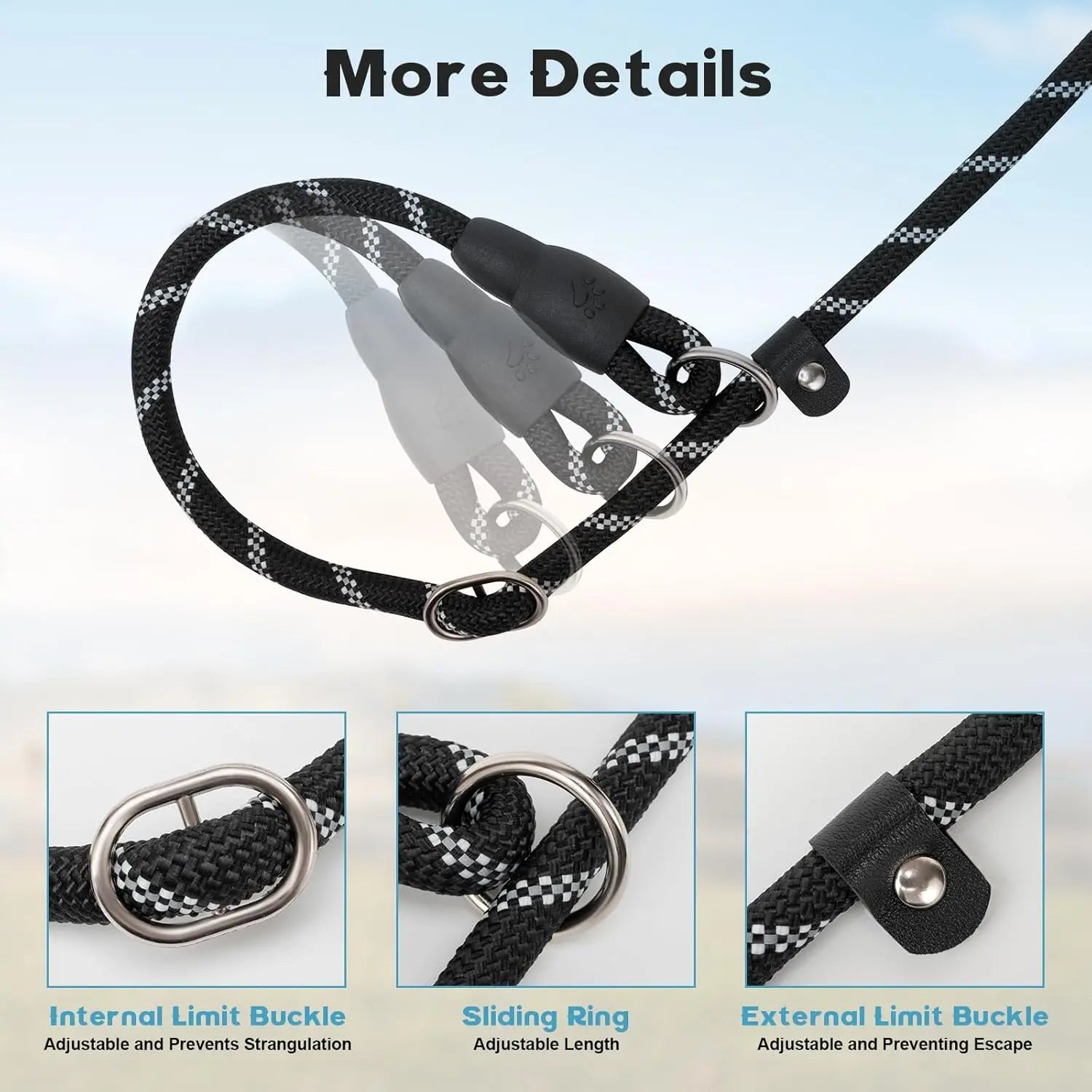 Dog Leash 6 FT with Comfortable Padded Handle, Training Loop Leash with Highly Reflective Threading for Medium Dogs, Black Wholesale Hub