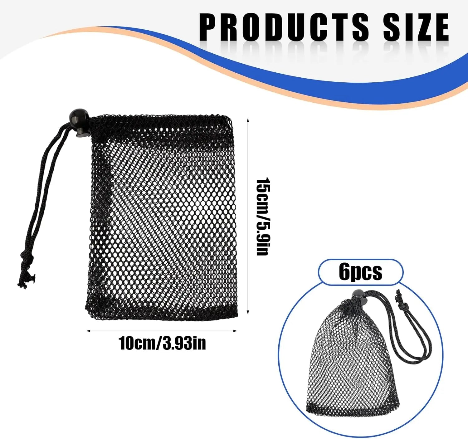 6Pcs Small Mesh Drawstring Bags - 6'' x 4'' Breathable Nylon Storage Bags for Travel, Underwear, Toys - Portable Organizer Pouches W/Toggle Closure for Gym, Camping, Laundry - Multi-Use Wholesale Hub