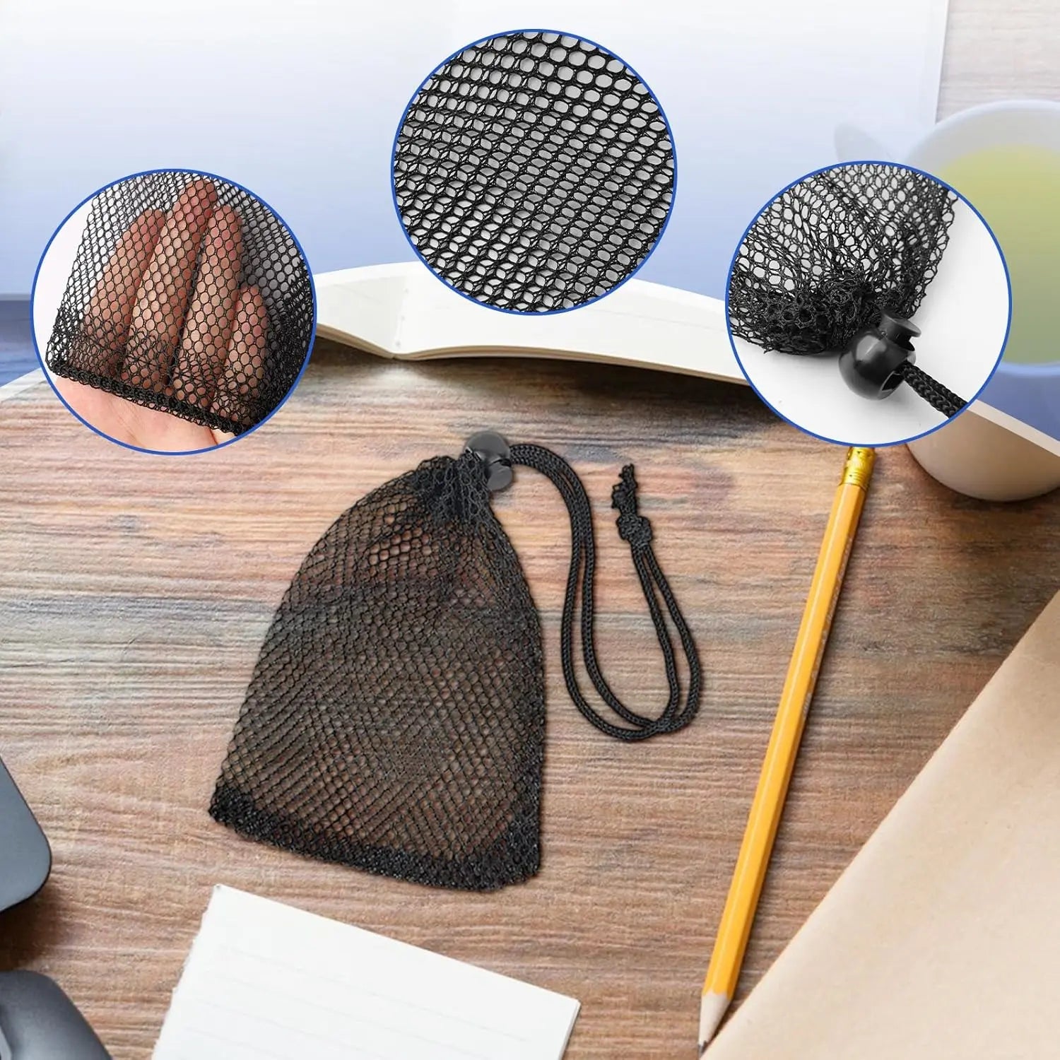 6Pcs Small Mesh Drawstring Bags - 6'' x 4'' Breathable Nylon Storage Bags for Travel, Underwear, Toys - Portable Organizer Pouches W/Toggle Closure for Gym, Camping, Laundry - Multi-Use Wholesale Hub