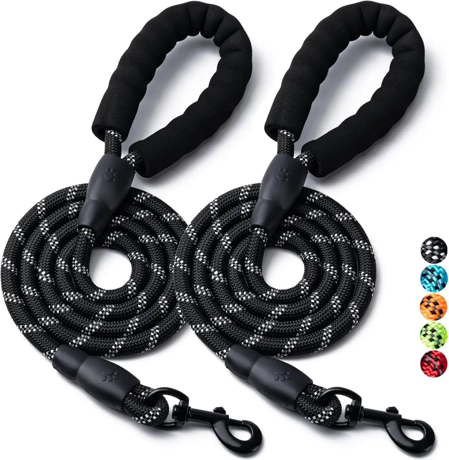 2 Pack Dog Leash, 4/5//6 FT Heavy Duty Nyl Rope Pet Leashes with Comfortable Padded Handle, Reflective Dog Leashes for Small Medium and Large Dogs (5FT-1/2,Black/Black) Wholesale Hub