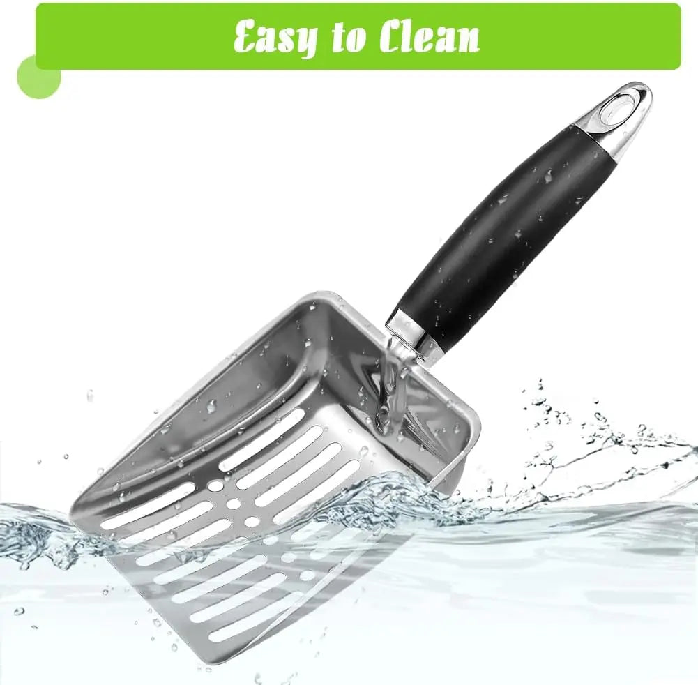 Cat Litter Scoop - Stainless Steel Metal Cat Litter Scoop-Kitty Metal Scooper-Sturdy Mesh Scooper - Mesh Shovel-Easy to Clean - Suitable for Cat Litter Box - Light Black Wholesale Hub
