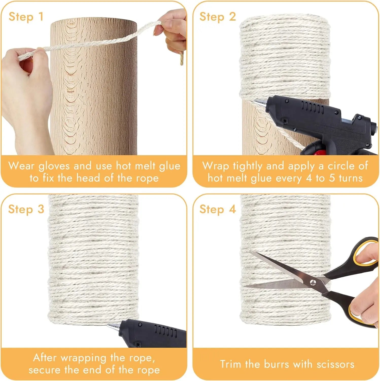 164 Feet Sisal Rope for Cat Scratching Post, 1/6 Inch Natural Cat Tree Rope, DIY Hemp Twine Rope for Repairing, Recovering Scratch Post Cats Tree Tower Replacement (White) Wholesale Hub