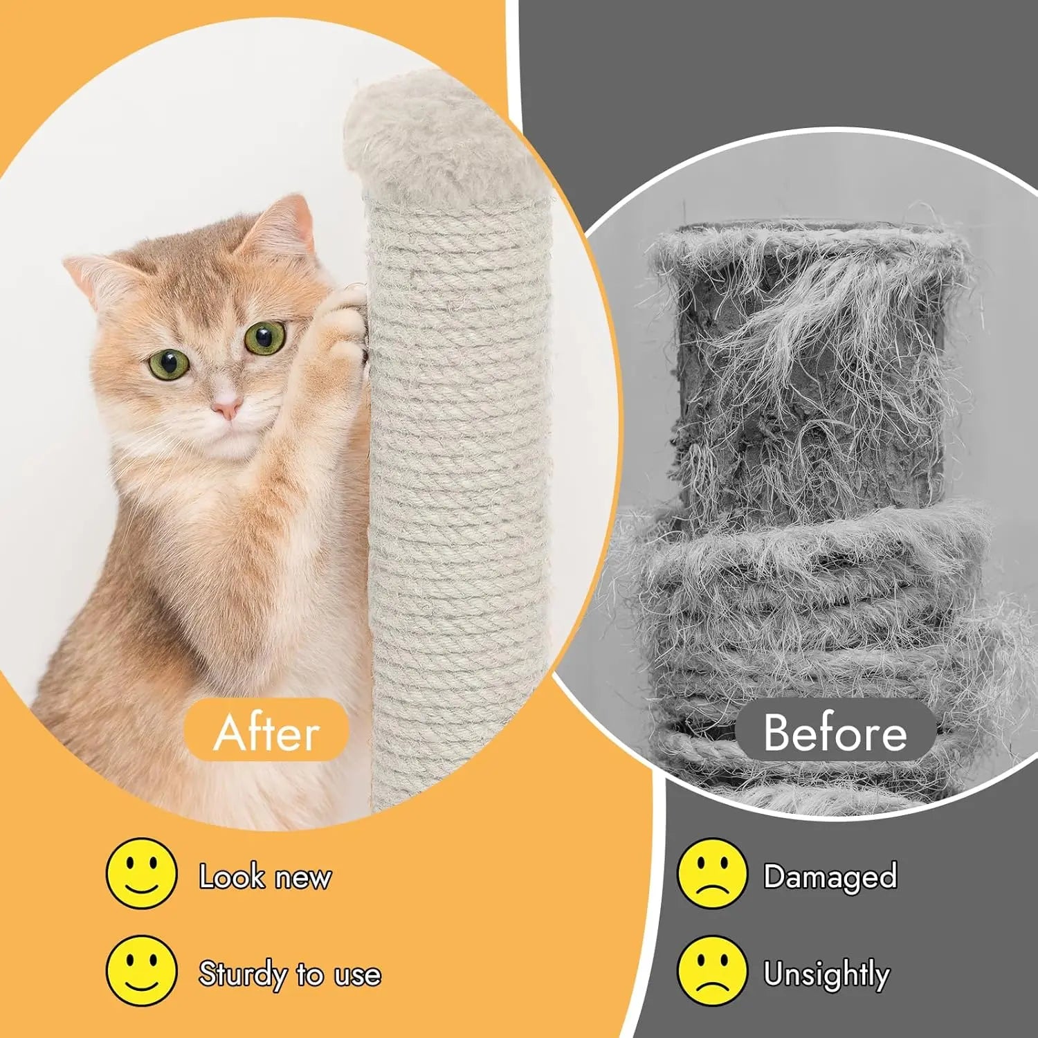164 Feet Sisal Rope for Cat Scratching Post, 1/6 Inch Natural Cat Tree Rope, DIY Hemp Twine Rope for Repairing, Recovering Scratch Post Cats Tree Tower Replacement (White) Wholesale Hub