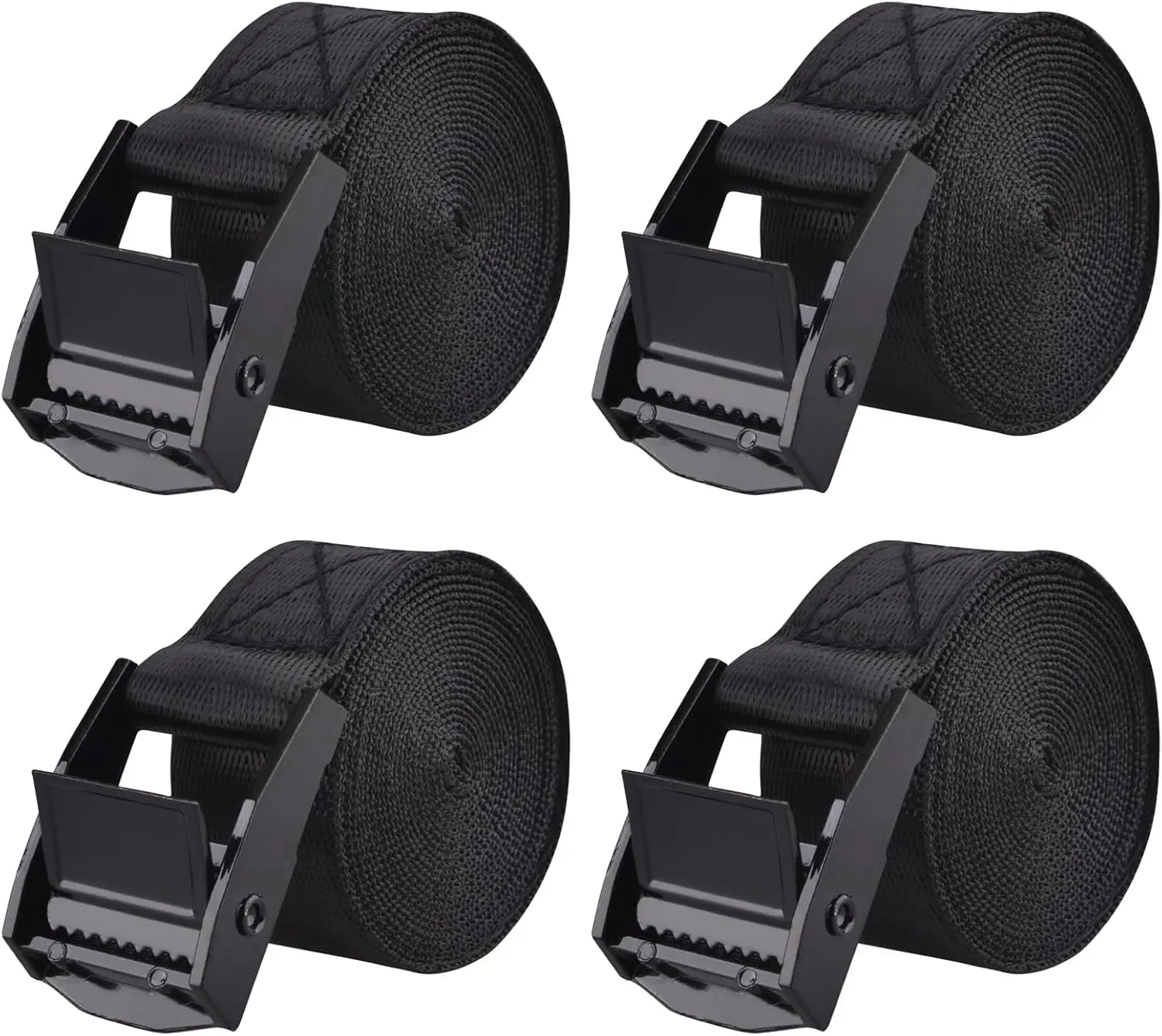 Cinch Tie Down Strap Lashing Straps Heavy Duty Nylon Straps with Cam Buckles for Cargo, Trucks, Boat, Motorcycle,SUP, Kayak, Canoe, Trailer (1m, Black - 4 Pack) Wholesale Hub